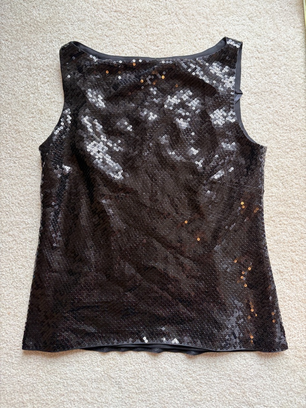 Ann Taylor Sleeveless Black Sequin Tank Top
